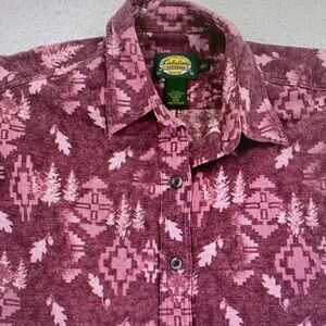 Cabela's Men's Maroon & Light Pink Southwestern Print Button-Down Shirt